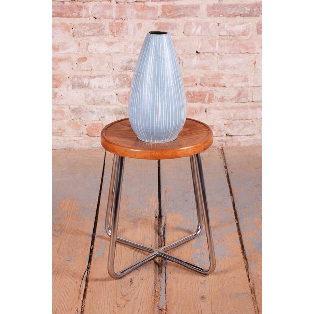 Wood Bauhaus Stool in Beech and Chrome from Mücke-Melder, Czech, 1930s For Sale - Image 7 of 9