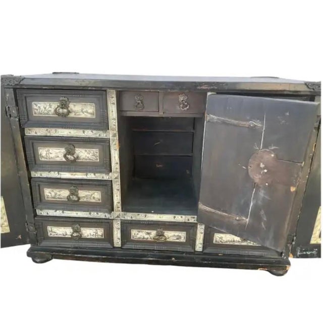 17th Century Italian Ebonized Inlaid Milanese Table Cabinet For Sale - Image 9 of 13