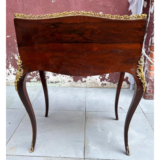 19th C. Louis XV Design French Slant Front Ladies Writing Desk For Sale - Image 4 of 12