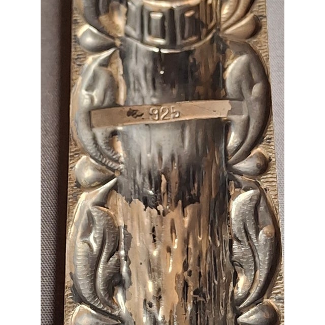 Silver Sterling Silver 925 Repousse Mezuzah Case 6" Bark & Scrollwork For Sale - Image 8 of 13