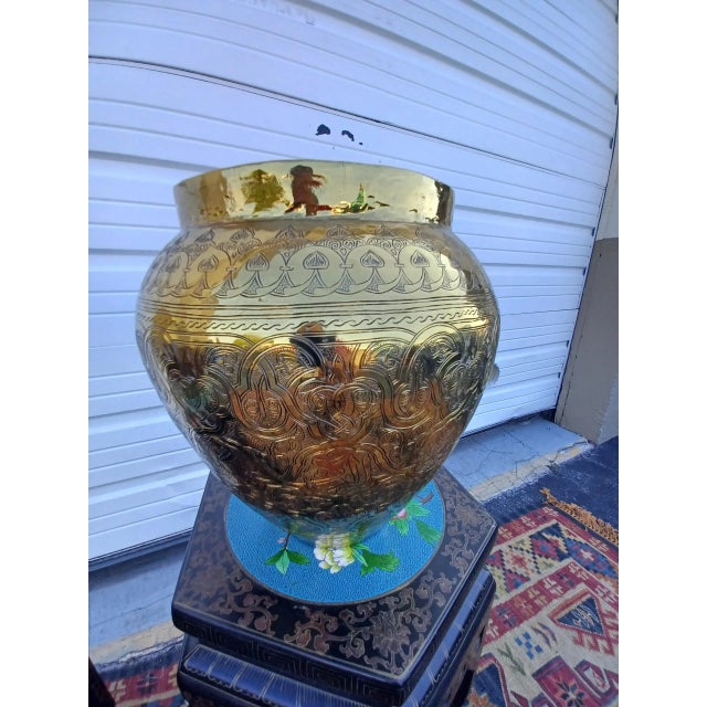 Boho Chic Pair of Vintage Hand-Hammered and Etched Mixed Metal Vessels For Sale - Image 3 of 5