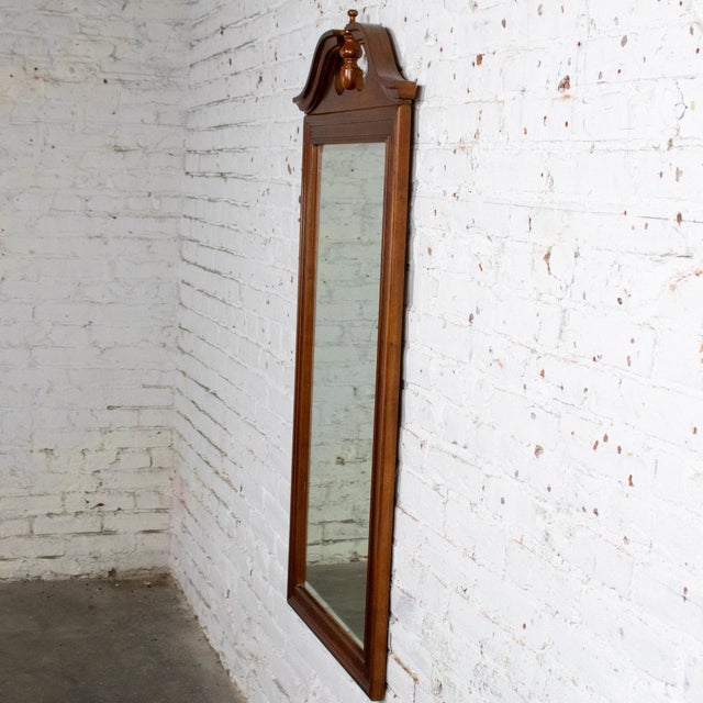 Brown Mid to Late 20th Century Chippendale Style Wall Mirror Rectangular With Arched Carved Pediment Top For Sale - Image 8 of 18