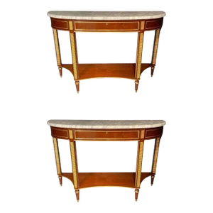 Pair of Russian Neoclassical Consoles / Sofa Table or Sideboard, Demilune