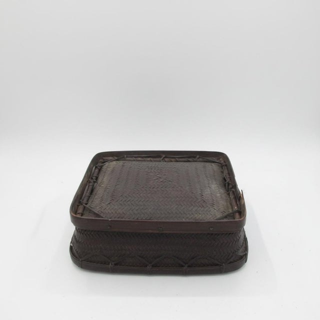Tribal Filipino Ifugao Hukop Handwoven Square Lidded Rice Basket Storage Box For Sale - Image 3 of 9