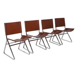 Vintage Leather Chairs by Pierre Cardin, 1960, Set of 4 For Sale