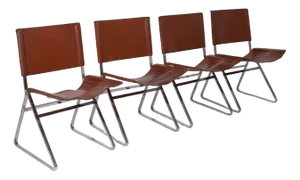 Vintage Leather Chairs by Pierre Cardin, 1960, Set of 4