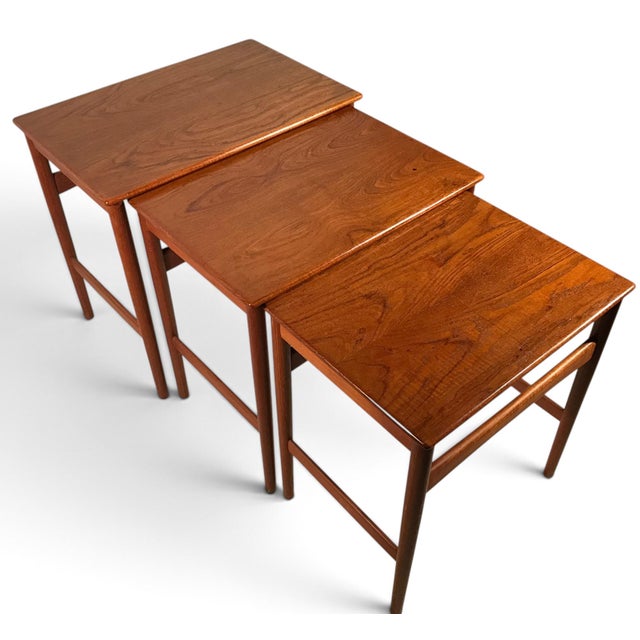 Hans J. Wegner for Andreas Tuck, Set of Three Danish Teak Nesting Tables AT-40, 1960s A refined set of three Danish modern...