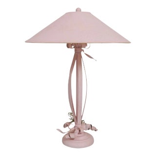 Pink Wrought Iron Table Lamp For Sale