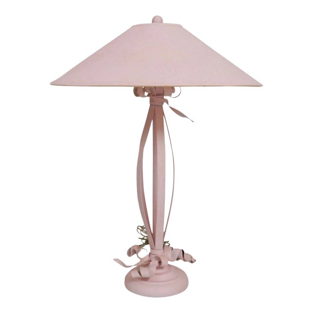 Pink Wrought Iron Table Lamp For Sale