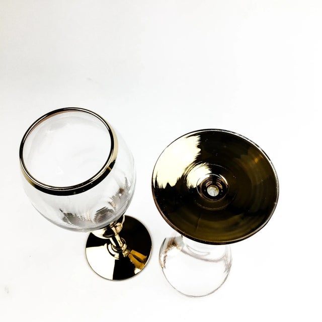 Vintage Gold Stem Rimmed Champagne Glasses For Sale - Image 9 of 11