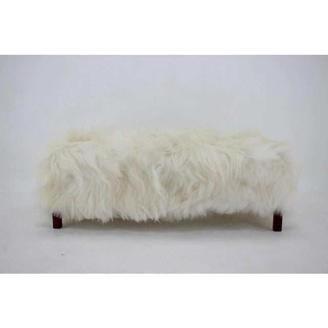 Czechoslovakian Art Deco Sheepskin Ottoman, 1930s For Sale - Image 3 of 17