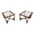 Mid-Century Modern Lane "Silhouette" Walnut Glass Top Side Tables - Set of 2 For Sale
