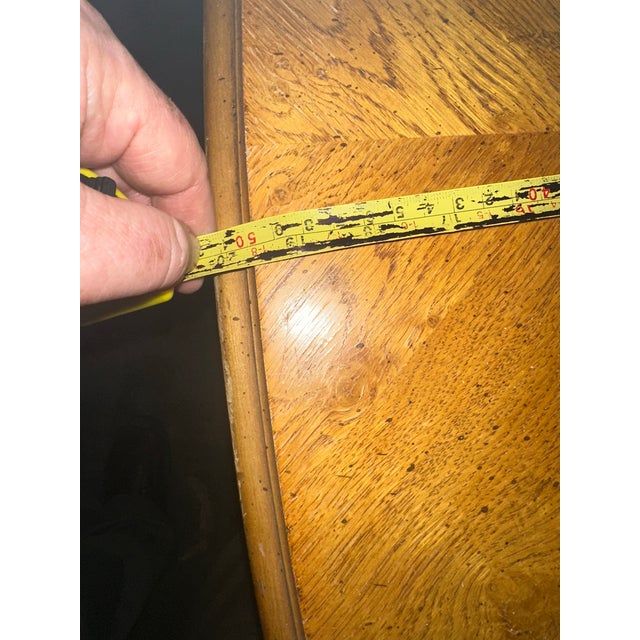 Drexel Vintage Solid Oak Demilune Executive Desk - Circa Mid to Late 20th Century For Sale - Image 12 of 12