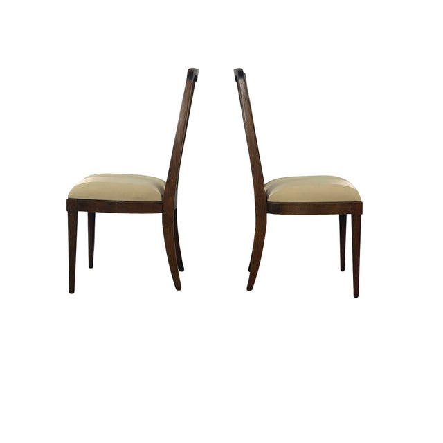 Wood Pair of Vintage Mid-Century Modern High-Back Cane Dining Chairs, Stamped Denmark For Sale - Image 7 of 18