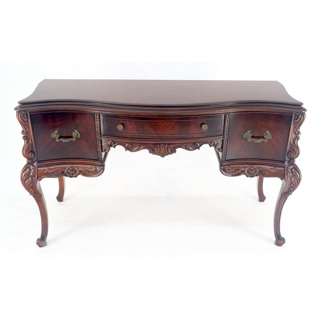Very Fine Carved Mahogany 3 drawers c1940s Vanity Console Table Writing Desk