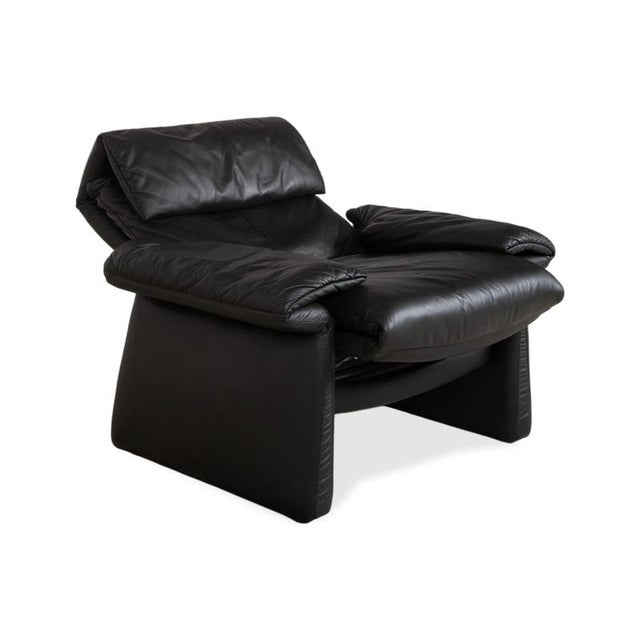 Lugano Leather Armchair in Black with Manual and Reclining Function from Erpo For Sale - Image 6 of 18