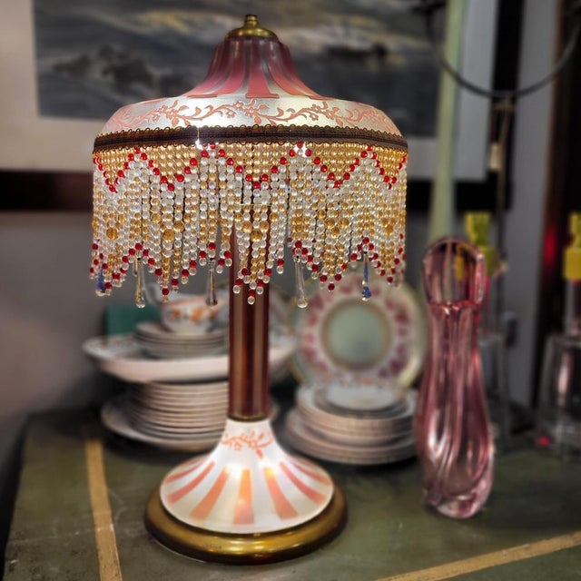 Art Nouveau Bent Glass and Acid Etching Table Lamp from Suberville, France, 1940s For Sale - Image 3 of 18