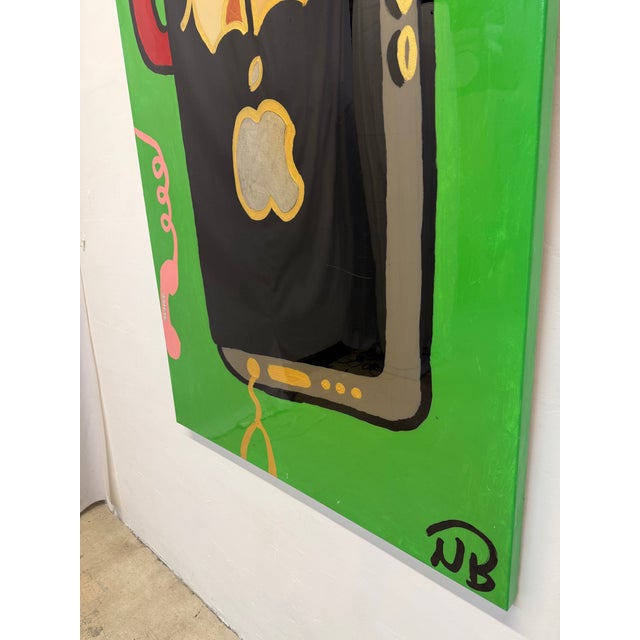 Green Modern Pop Art Resin Over Acrylic on Canvas Painting - Signed Nb For Sale - Image 8 of 12