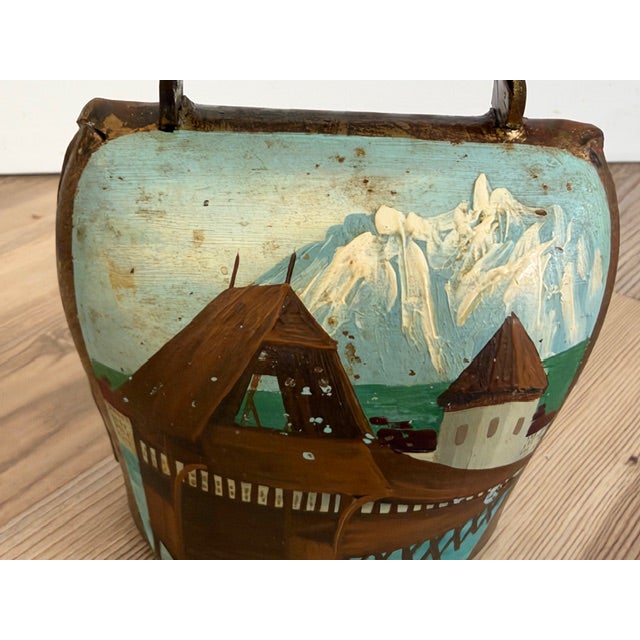 Metal Vintage Hand-Painted Brass or Metal Cowbell Souvenir For Sale - Image 7 of 10