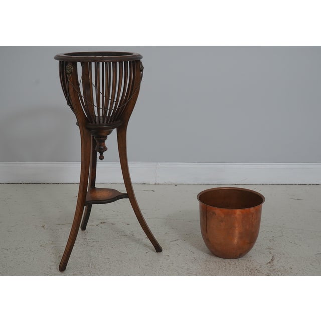 Adams Style Inlaid Mahogany Planter W. Copper Bucket For Sale - Image 13 of 14
