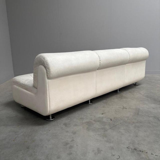 Space Age White Leather Three Seat Lounge Sofa, 1970s For Sale - Image 6 of 18