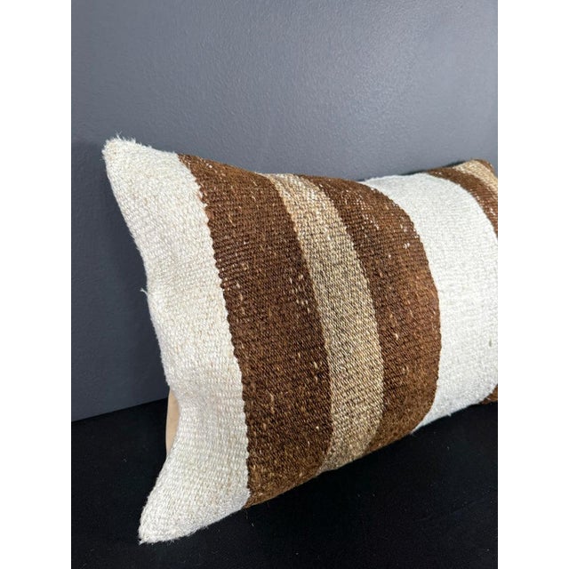 Contemporary Turkish Hemp Pillow Cushion Natural Beige Brown Pillow Cushion Cover 16" x 24" For Sale - Image 3 of 4