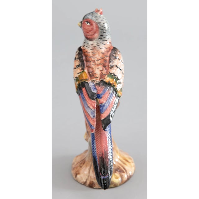 Vintage Italian Majolica Parakeet Bird Figurine For Sale - Image 4 of 8