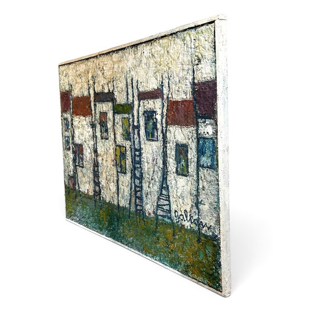 1960s Rare Original Abstract Plaster Oil on Canvas by Austrian Artist Herta Galton For Sale - Image 4 of 4