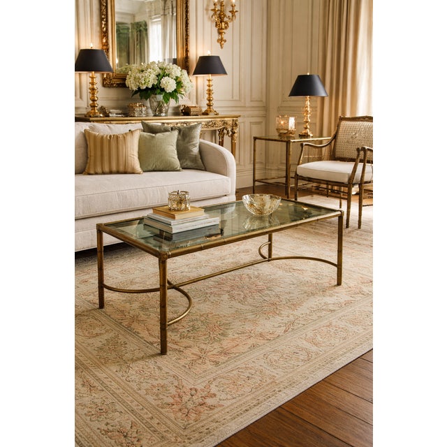 Vintage Bamboo Effect Brass and Glass Coffee Table, 1950s For Sale - Image 10 of 10