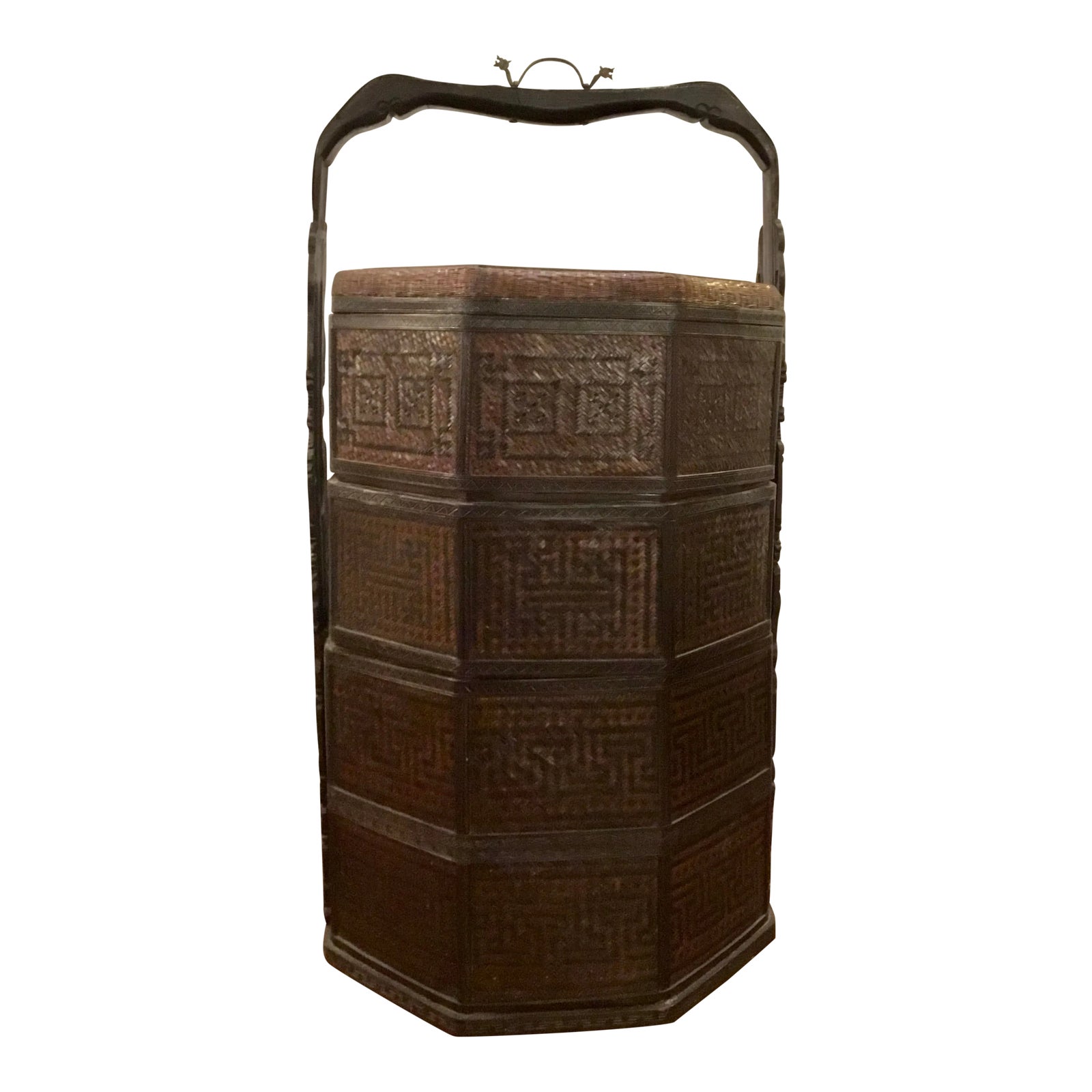 Antique Asian Tall Wood Wood Wedding Basket Chairish