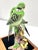 Mid Century Porcelain Parakeet Sculpture – Chinoiserie Bird Figurine on Wood Base For Sale - Image 9 of 12
