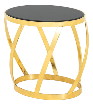 Karl Springer Black Glass & Brass Barrel End Table