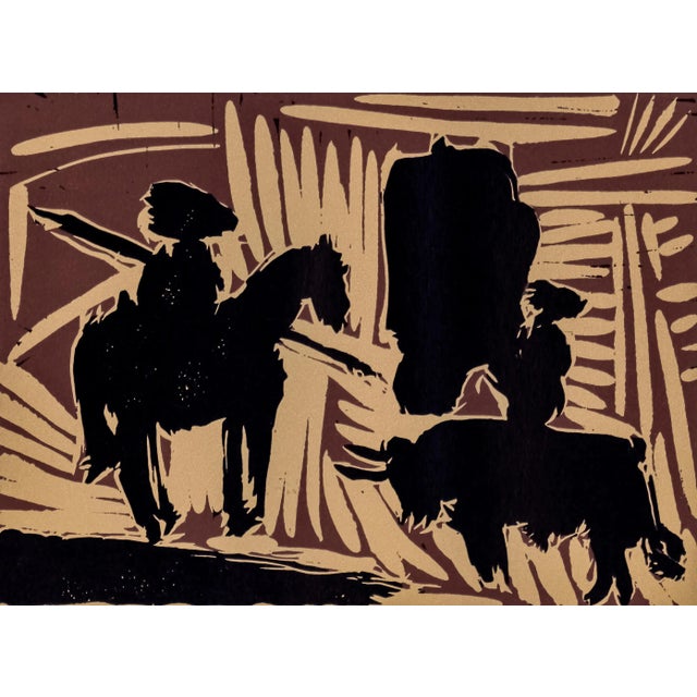 Original 1962 linoleum cut engraving (linocut) after and approved by Pablo Picasso from "Picasso Linoleum Cuts Bacchanals,...