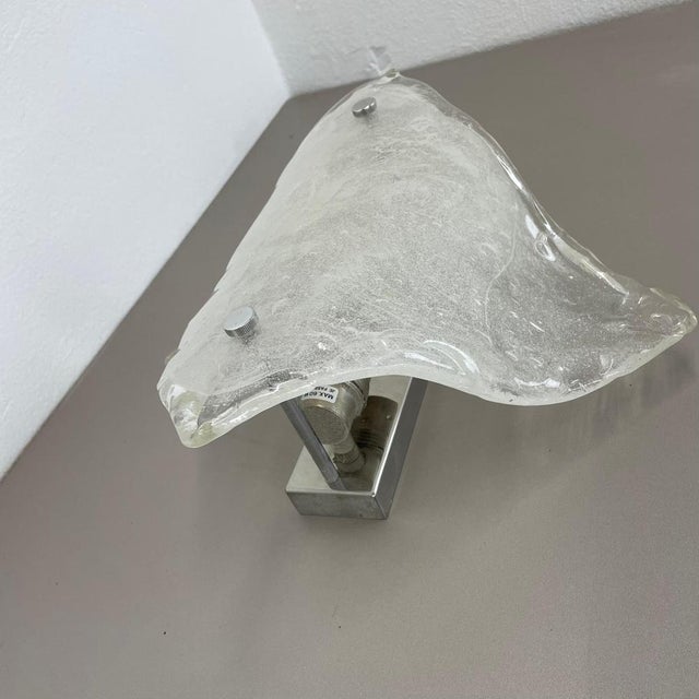 Large Vintage Hollywood Regency Ice Glass Wall Light Made from Kalmar Lights, 1970 For Sale - Image 10 of 18