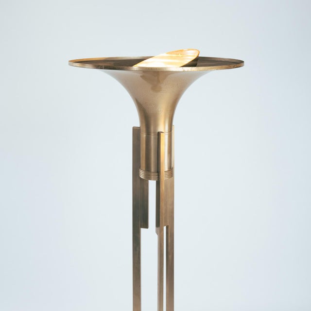 1920s Art Deco Brass Torchère Floor Lamp, 1925-1935 For Sale - Image 5 of 18