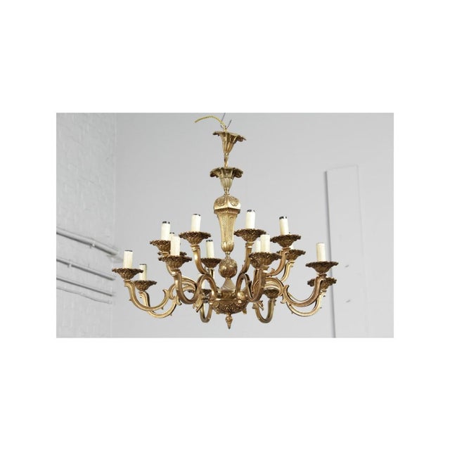 Louis XV Brass and Glass Chandelier, 1910 For Sale - Image 6 of 6