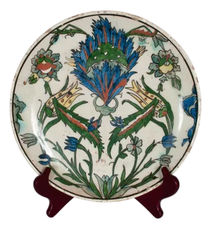 Antique 18th Century Islamic Ottoman Iznik Kutayha Pottery Plate Turkey 1750