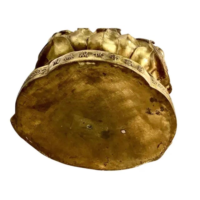 Chinese Gilt Guan Yin Buddha Bronze Sculpture For Sale - Image 10 of 11