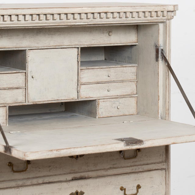 White 19th Century White Swedish Gustavian Secretary Bureau For Sale - Image 8 of 11