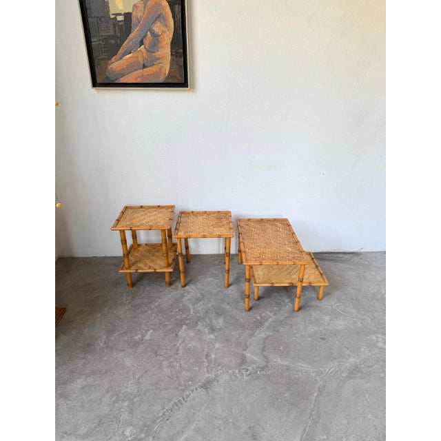 Nesting Tables in Rattan and Wicker, 1970, Set of 4 For Sale - Image 16 of 18