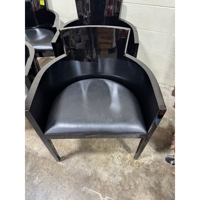 Vintage Alden Parkes Contemporary Black Barrel Game Table Chairs - Set of 4 For Sale - Image 4 of 9