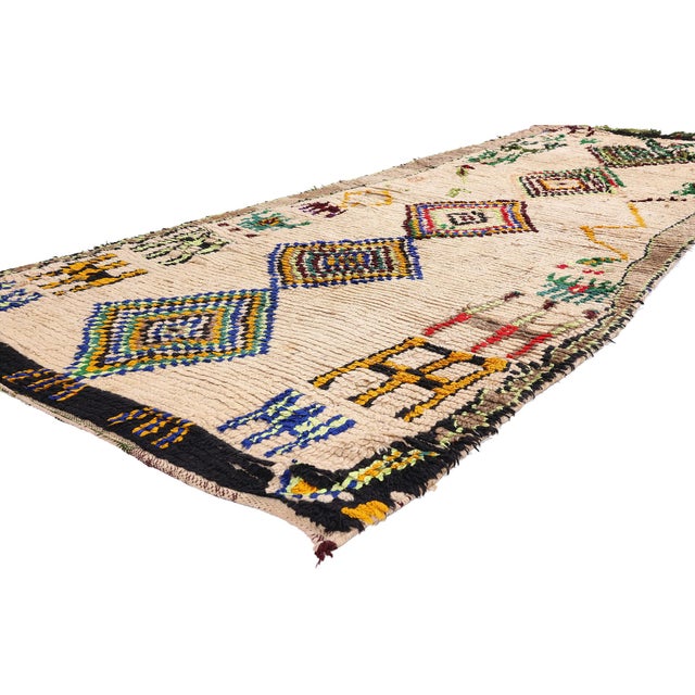 21942 Vintage Azilal Moroccan Rug, 03'09 x 09'04. The Eternal Threshold: A Vintage Azilal Moroccan Masterpiece of Amazigh...