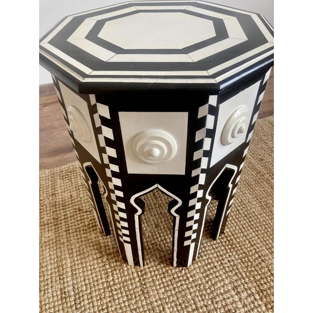 Black Hollywood Regency Side Table in the style of Martyn Lawrence Bullard with Faux Ivory Details, 2010s For Sale - Image 8 of 10