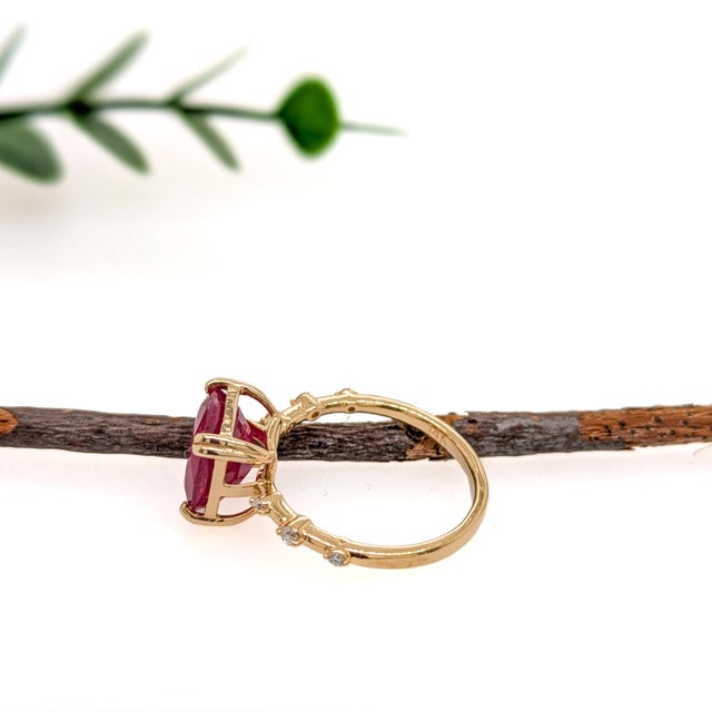 5ct Madagascar Ruby Ring W Natural Diamond Accents in Solid 14k Gold | Em 9mm, Size 6.75 For Sale In Columbus - Image 6 of 6
