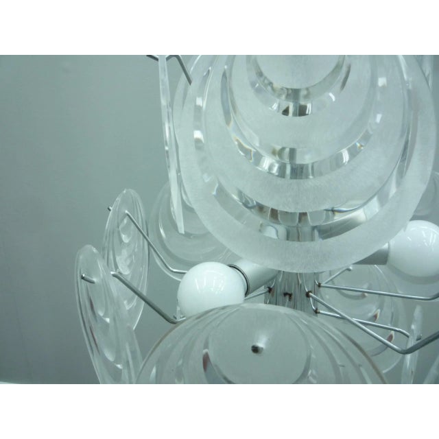 Mid-Century Italian Acrylic Glass and Chrome Pendant Lamp, 1960s For Sale - Image 6 of 8