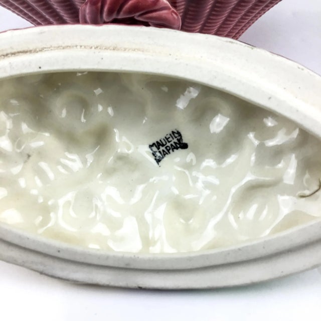 Colorful Japan Produced Majolica Covered Ceramic Basket For Sale - Image 12 of 13