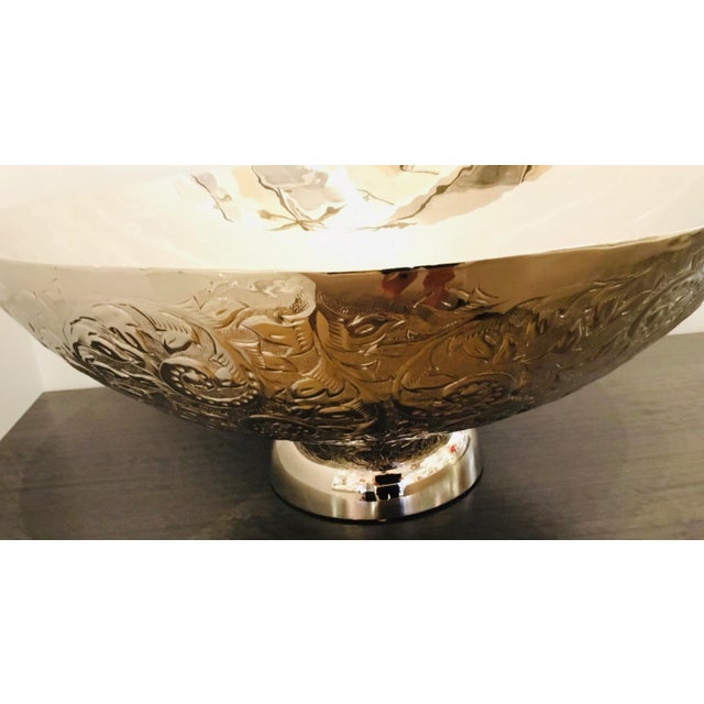 Transitional Global Views Transitional Embossed Silver Finished Decorative Bowl For Sale - Image 3 of 6