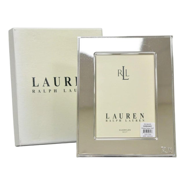 Late 20th Century Lauren Ralph Lauren Silver Plated Normandy Modern 5x7 Photo Picture Frame For Sale