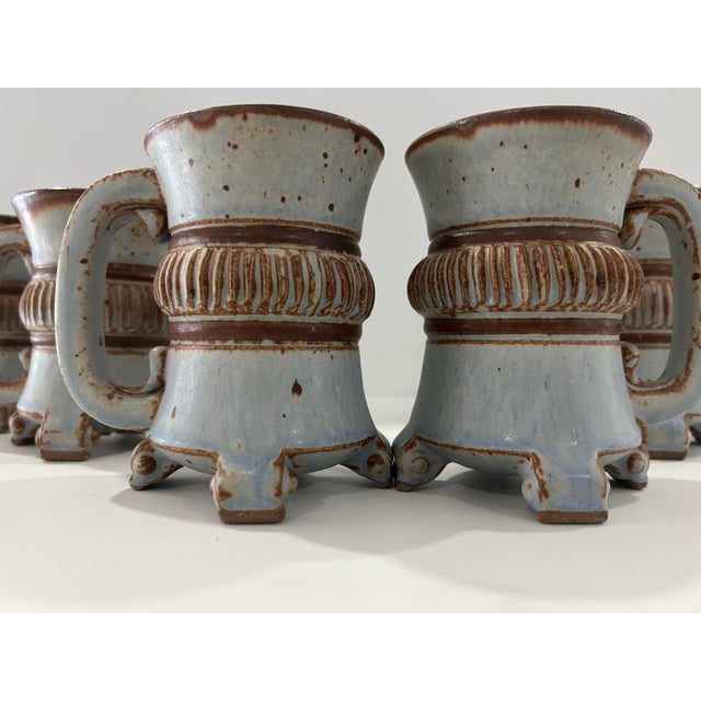 Vintage Set of 6 Handmade Studio Pottery Mugs For Sale - Image 4 of 10