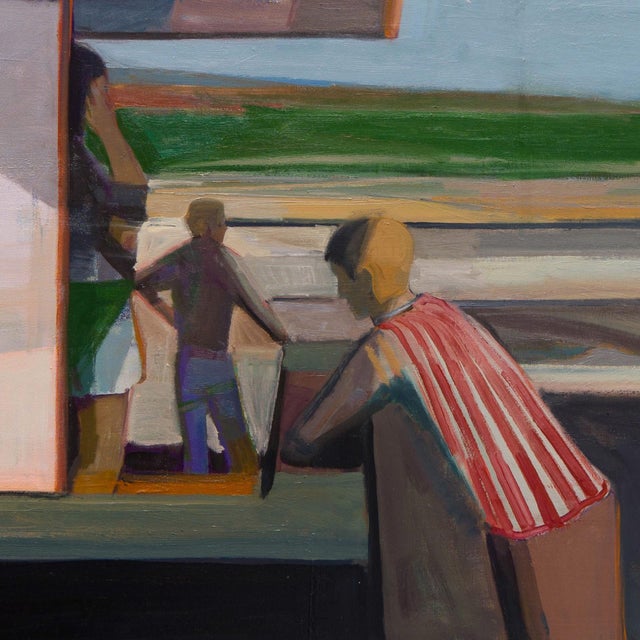 Early 21st Century Neighbour by Hiroshi Sato | Oil on canvas depicting figures in a suburban setting. For Sale - Image 5 of 5